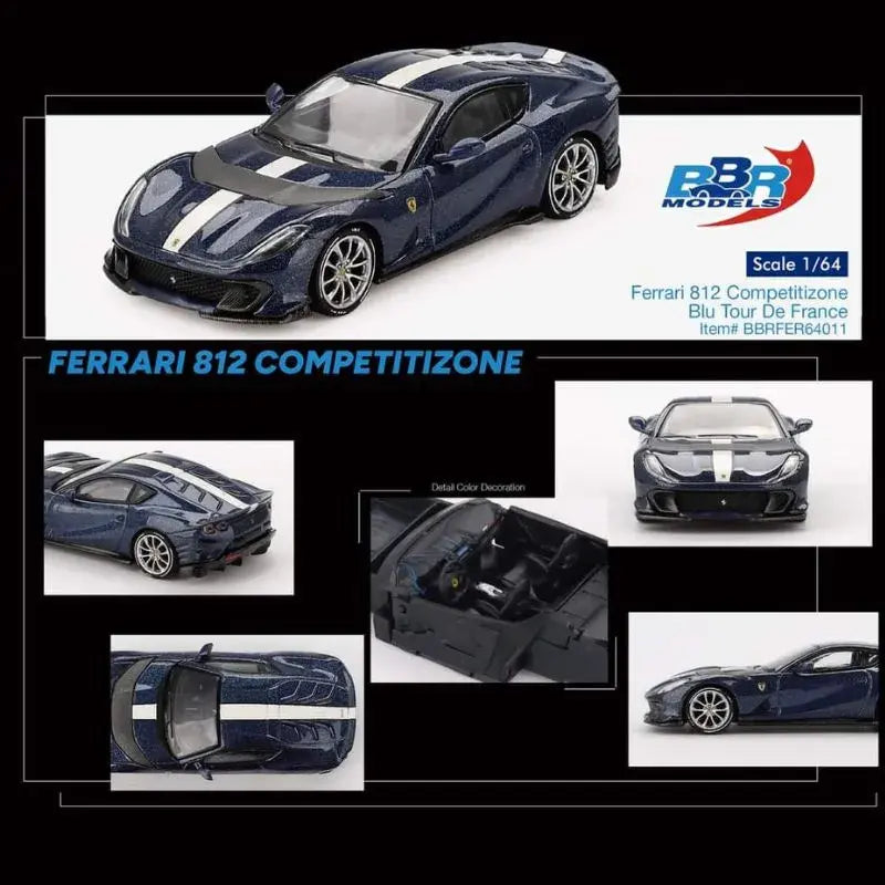 BBR Model 1:64 Ferrari 812 Competitizone Blu Tour De France
