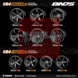 1/64 ABS Plastic Wheel & Tire Set - BNDS | Black Chrome