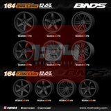 1/64 ABS Plastic Wheel & Tire Set - BNDS | Flat Black