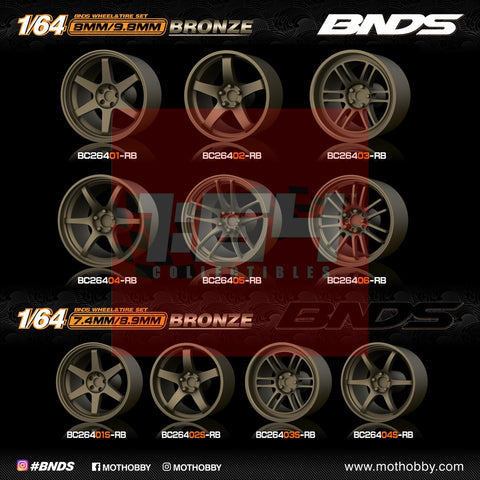 1/64 ABS Plastic Wheel & Tire Set – BNDS | Bronze