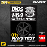 1/64 ABS Plastic Wheel & Tire Set - BNDS | Flat Black