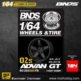 1/64 ABS Plastic Wheel & Tire Set - BNDS | Flat Black