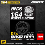 1/64 ABS Plastic Wheel & Tire Set - BNDS | Flat Black