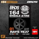 1/64 ABS Plastic Wheel & Tire Set– BNDS | Gun Metal