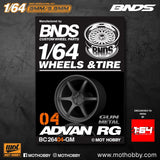 1/64 ABS Plastic Wheel & Tire Set– BNDS | Gun Metal