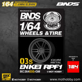 1/64 ABS Plastic Wheel & Tire Set– BNDS | Gun Metal