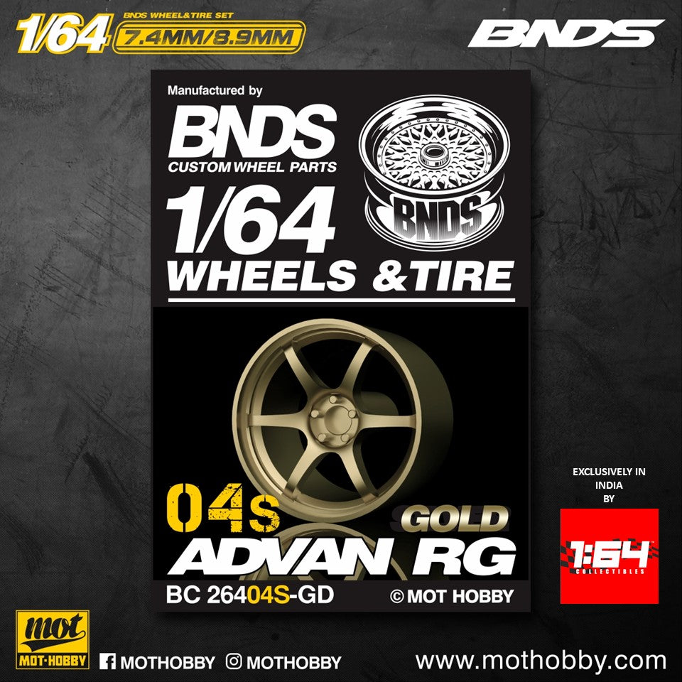 1/64 ABS Plastic Wheel & Tire Set – BNDS | Gold