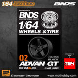 1/64 ABS Plastic Wheel & Tire Set – BNDS | Gloss  Black