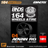 1/64 ABS Plastic Wheel & Tire Set – BNDS | Gloss  Black