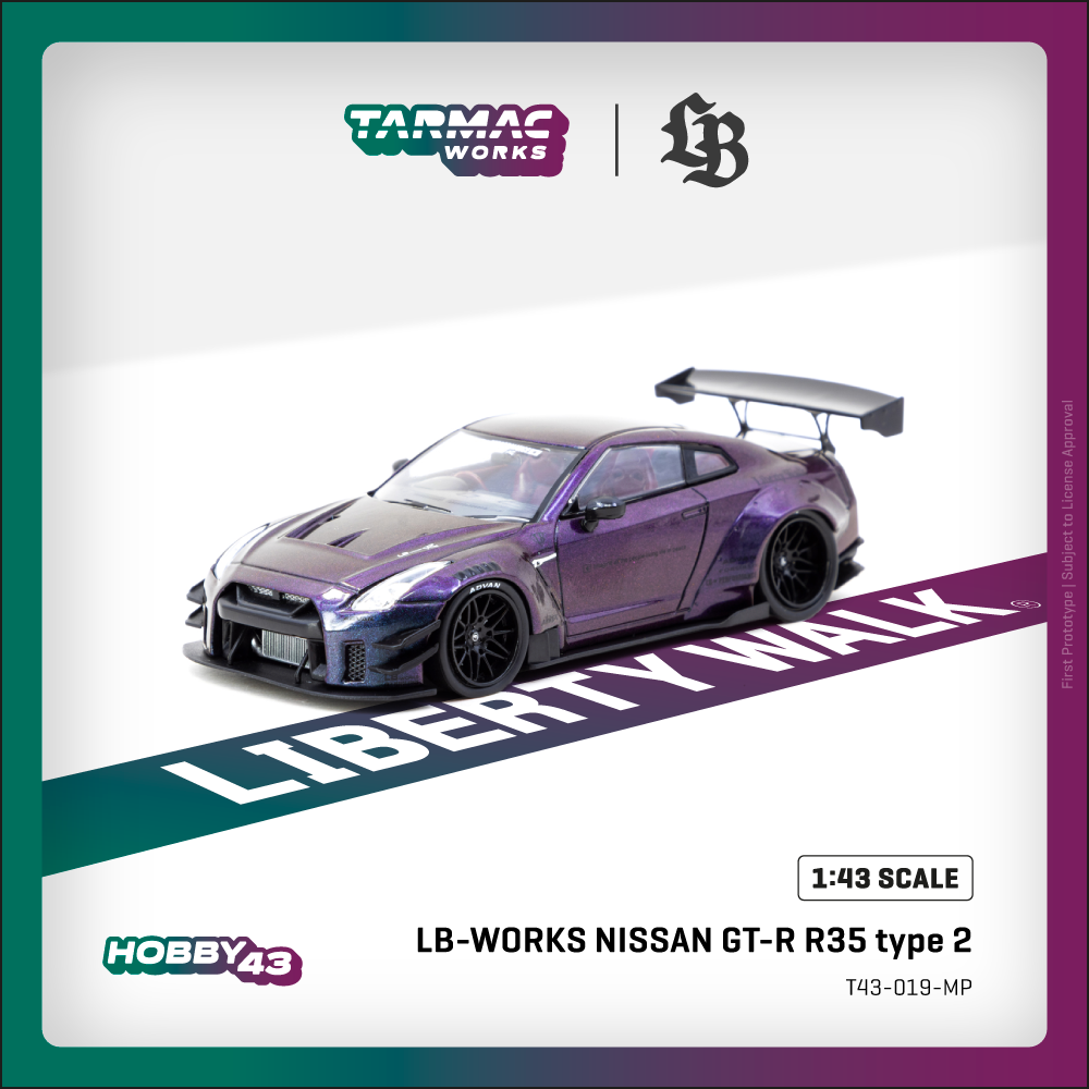Tarmac Works 1/43 LB-WORKS NISSAN GT-R R35 Type 2 Midnight Purple - HOBBY43