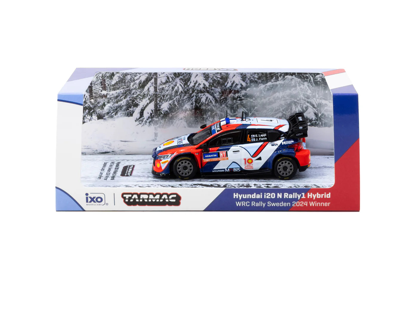 Tarmac Works - 1/64 Hyundai i20 N Rally1 Hybrid Rally Sweden 2024 Winner #4 - Tarmac Works X iXO Models HOBBY64