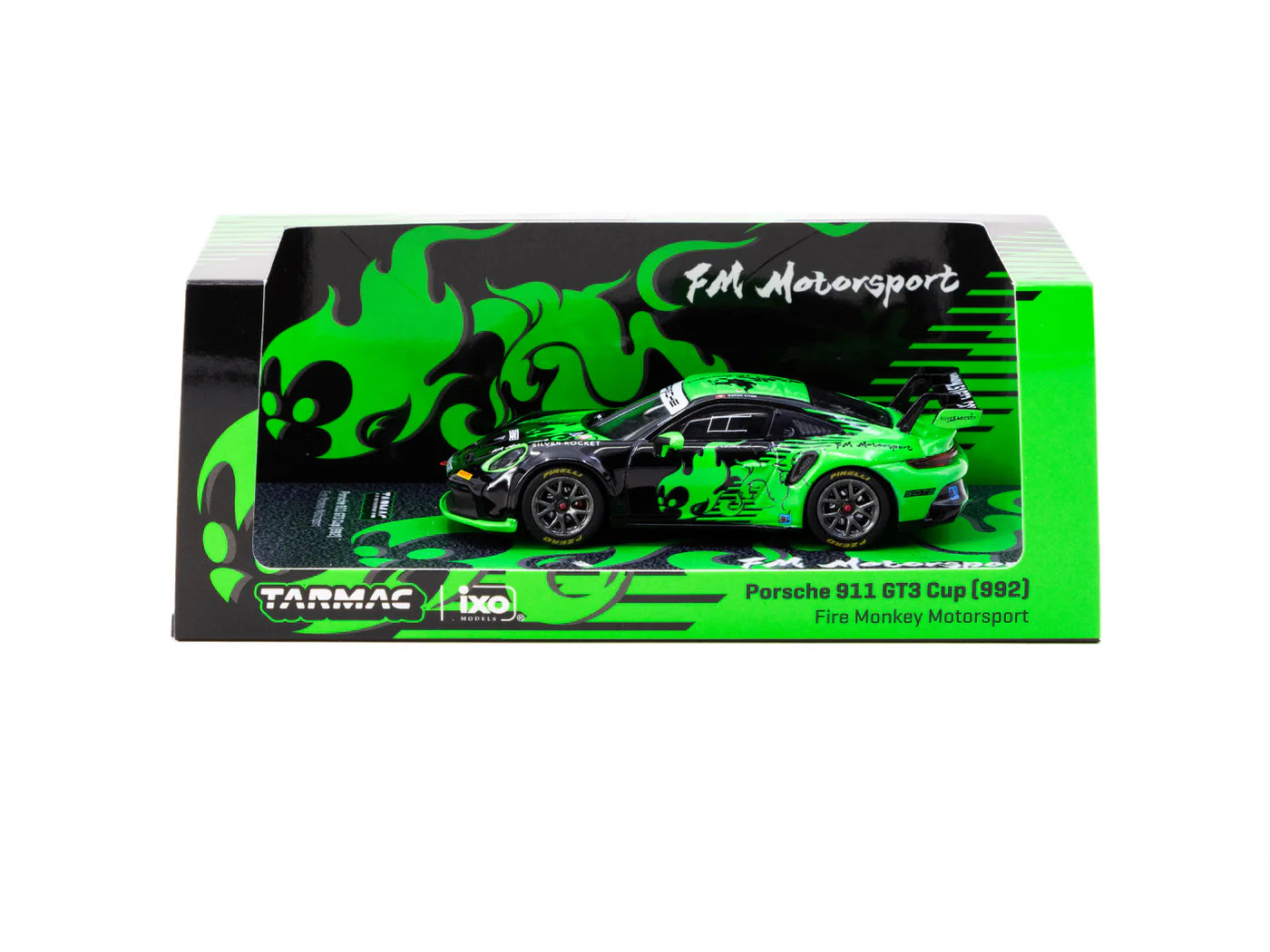 Tarmac Works - 1/64 Porsche 911 GT3 Cup (992) Fire Monkey Motorsport - Tarmac Works X iXO Models HOBBY64
