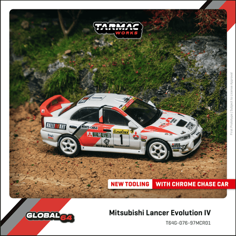 Tarmac Works 1:64 Mitsubishi Lancer Evolution IV Rallye Monte-Carlo 1997