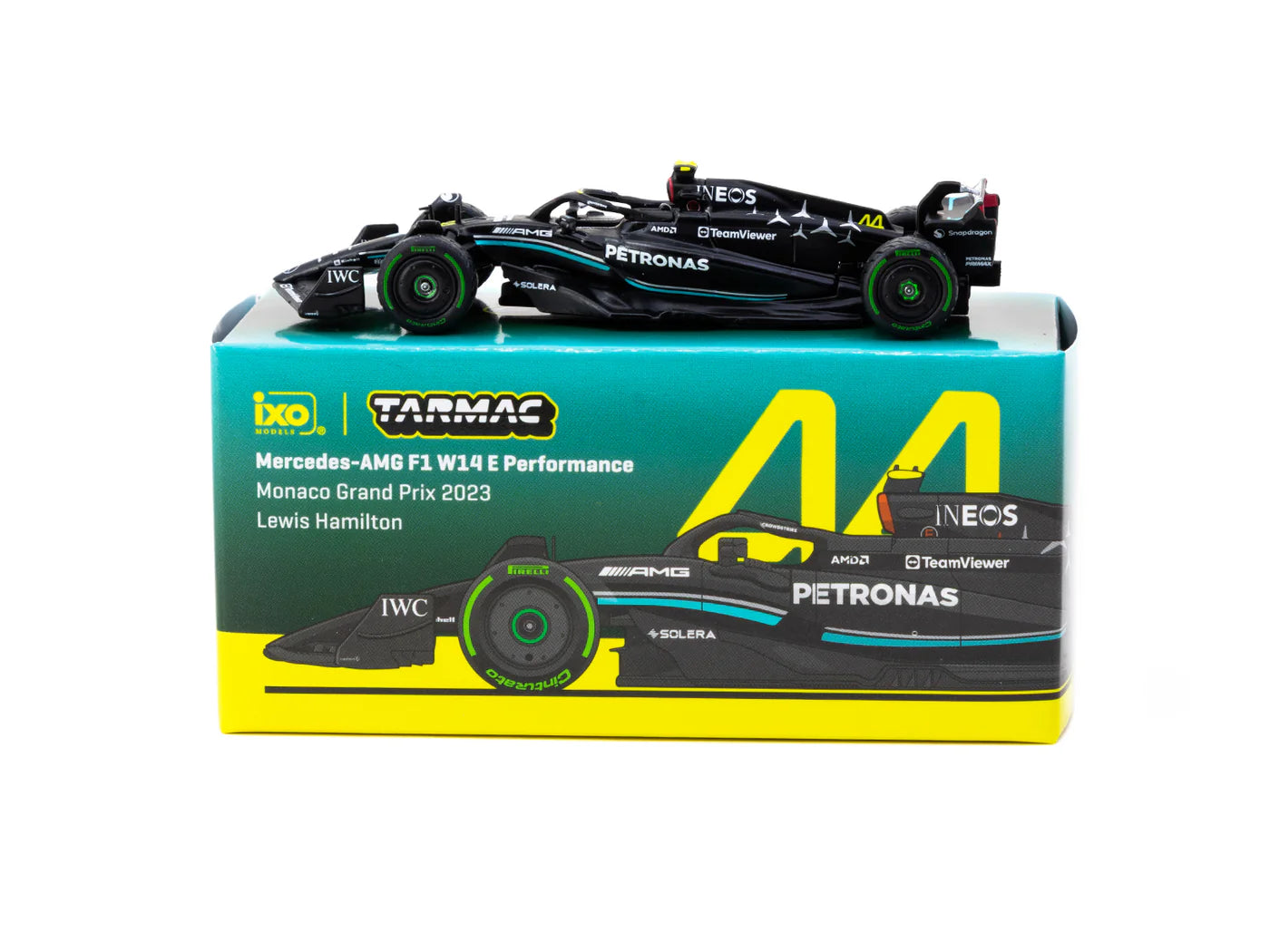Tarmac Works - 1/64 Mercedes-AMG F1 W14 E Performance Monaco Grand Prix 2023 Lewis Hamilton - Tarmac Works X iXO Models GLOBAL64
