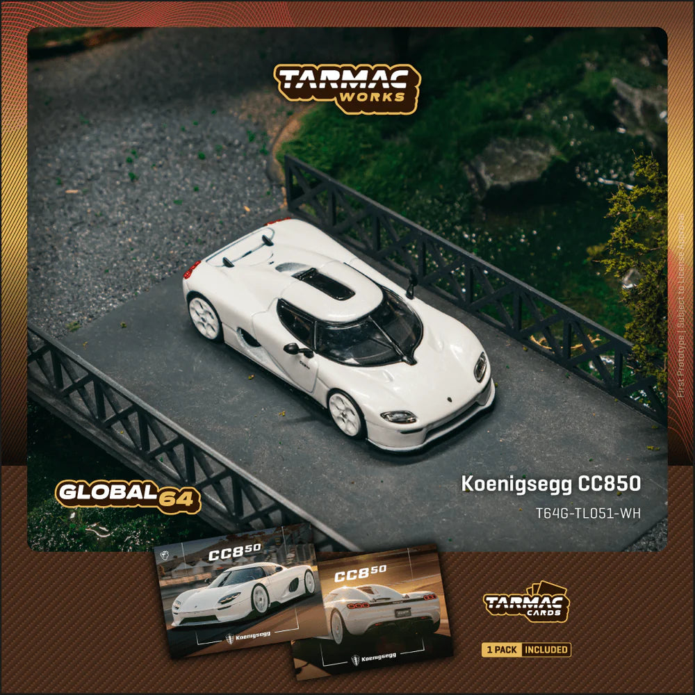 Tarmac Works - 1/64 Koenigsegg CC850 White with Tarmac Cards Combo Set - GLOBAL64