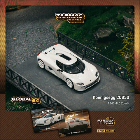 Tarmac Works - 1/64 Koenigsegg CC850 White with Tarmac Cards Combo Set - GLOBAL64