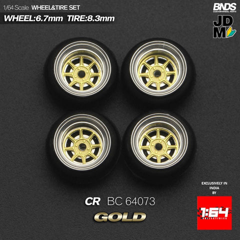 BNDS by Mot Hobby 1/64 Diecast Wheels and Tire Set - Alloy Classic 15-inch/8.3mm | BC64073 - 1ISTO64