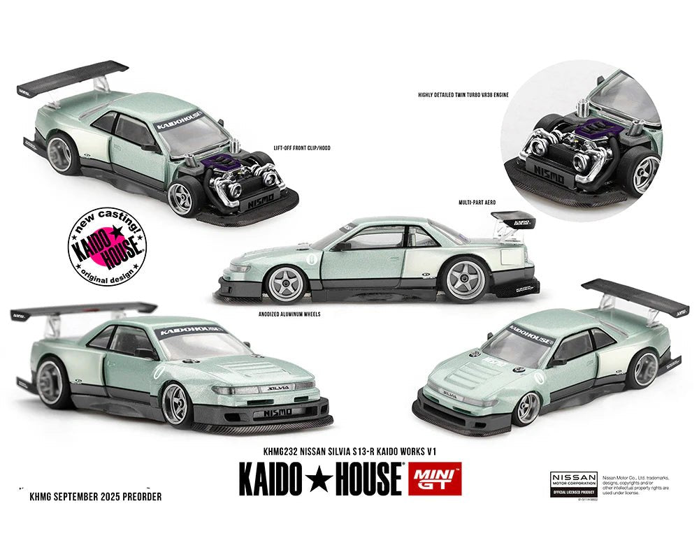 Nissan Silvia S13-R KAIDO WORKS V1 – Sea Foam Green - 1ISTO64
