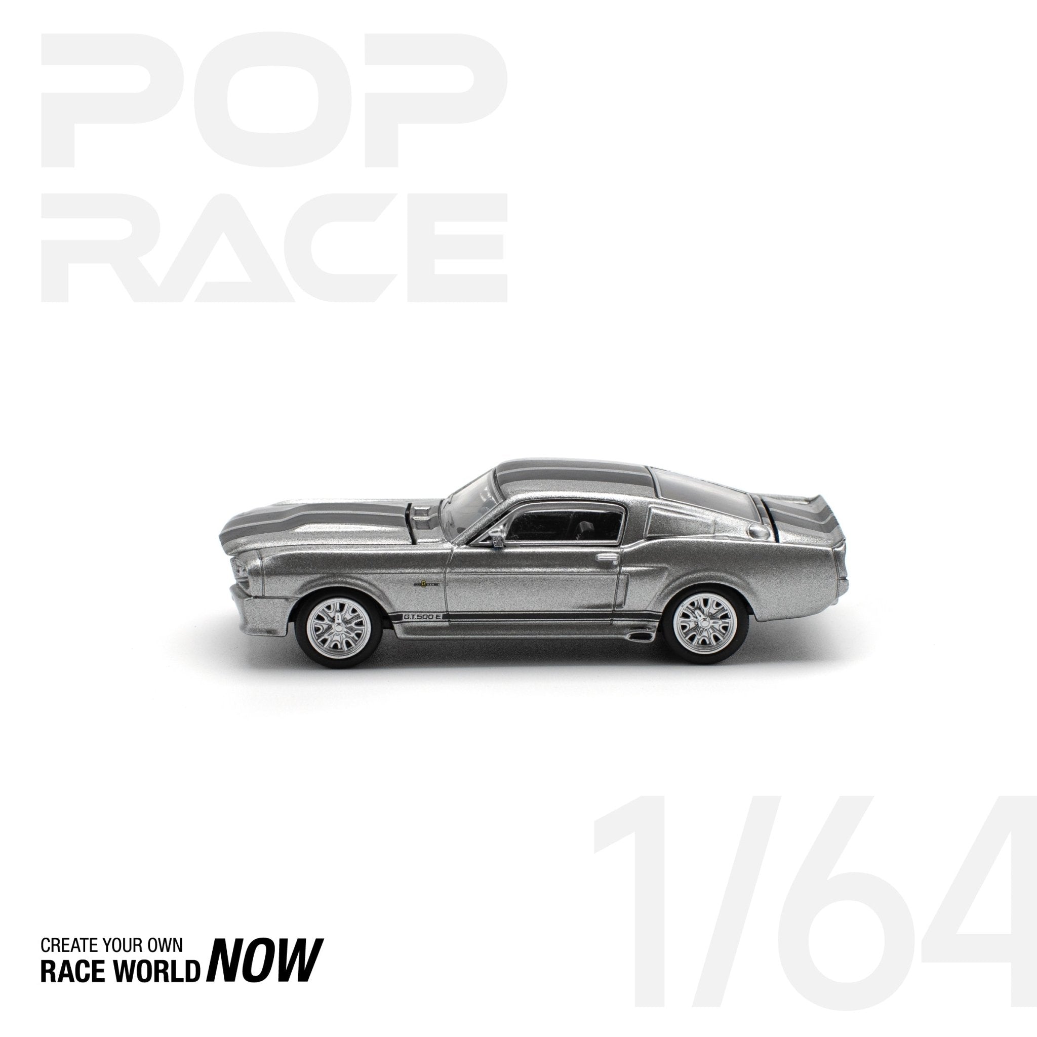 POPRACE 1:64 1967 SHELBY MUSTANG GT500 GREY/BLACK | 1ISTO64