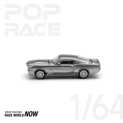 POPRACE 1:64 1967 SHELBY MUSTANG GT500 GREY/BLACK - 1ISTO64