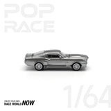 POPRACE 1:64 1967 SHELBY MUSTANG GT500 GREY/BLACK - 1ISTO64