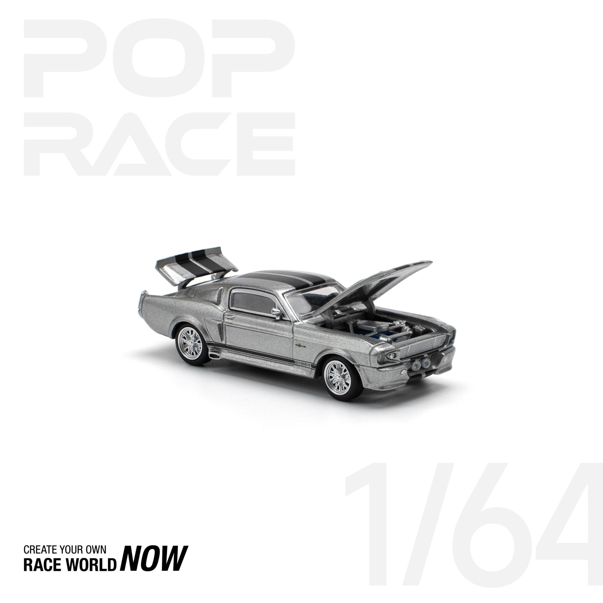 POPRACE 1:64 1967 SHELBY MUSTANG GT500 GREY/BLACK - 1ISTO64