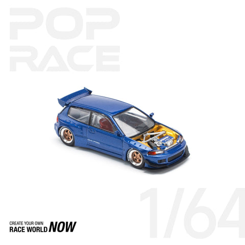 POPRACE 1:64 PANDEM CIVIC EG6 METALLIC BLUE - 1ISTO64