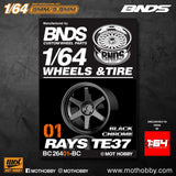 1/64 ABS Plastic Wheel & Tire Set - BNDS | Black Chrome