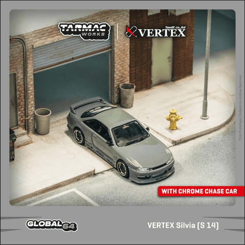 Tarmac Works 1:64 VERTEX Silvia (S 14) Grey - 1ISTO64