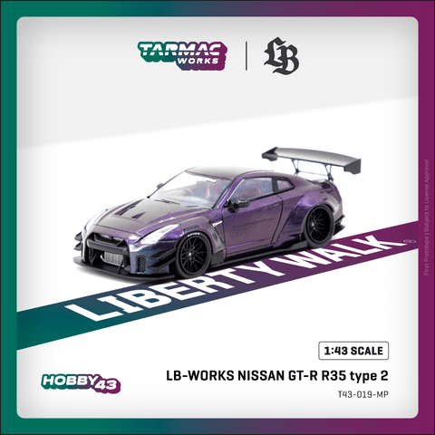 Tarmac Works LB-WORKS NISSAN GT-R R35 Type 2 Midnight Purple HOBBY43 - 1ISTO64